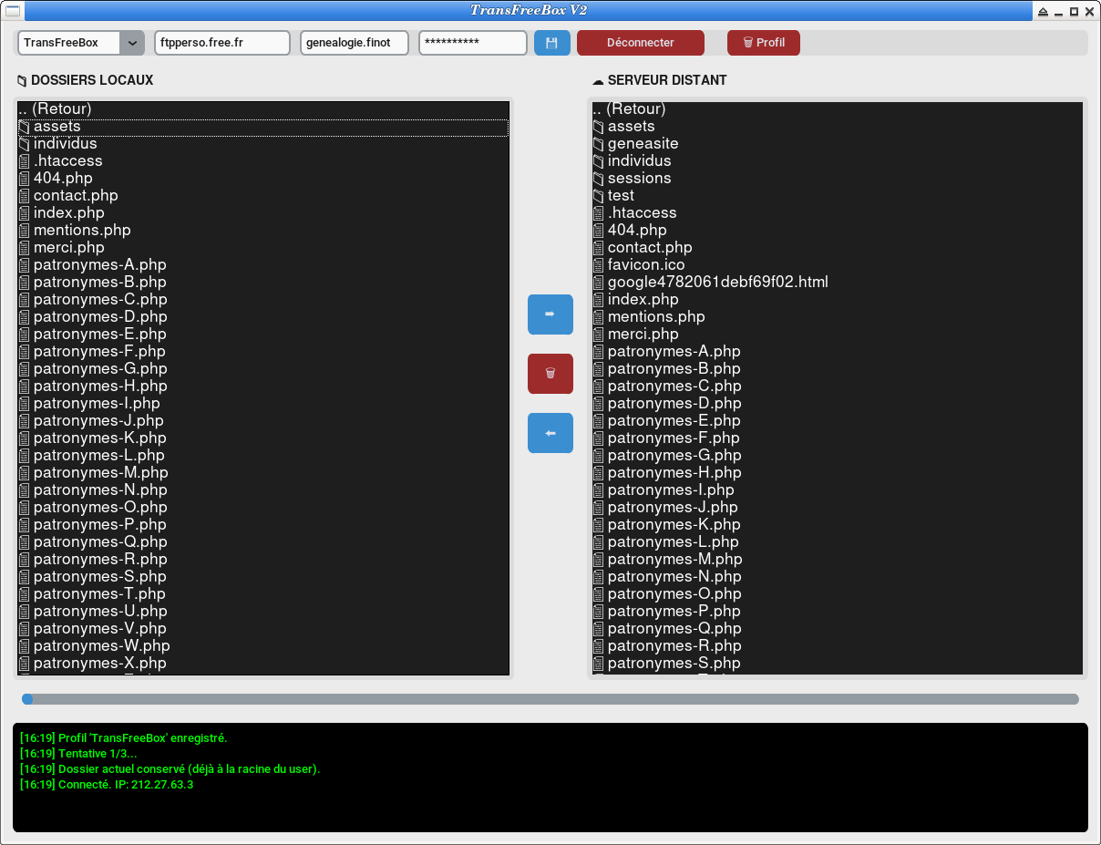Transfert FTP avec TransFreeBox